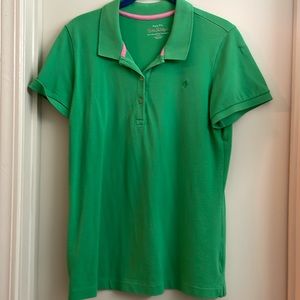 Lilly Pulitzer size Large green polo with green palm tree.
